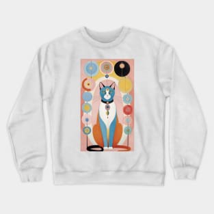 Hilma af Klint's Whimsical Cat Symphony: Abstract Harmony Crewneck Sweatshirt